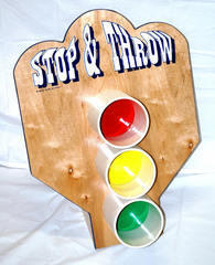 Stop And Throw with red, yellow, green bean bags/balls Stop And Throw with red, yellow, green bean bags/balls