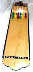 Shuffleboard with 2 pucks and sign Shuffleboard with 2 pucks and sign